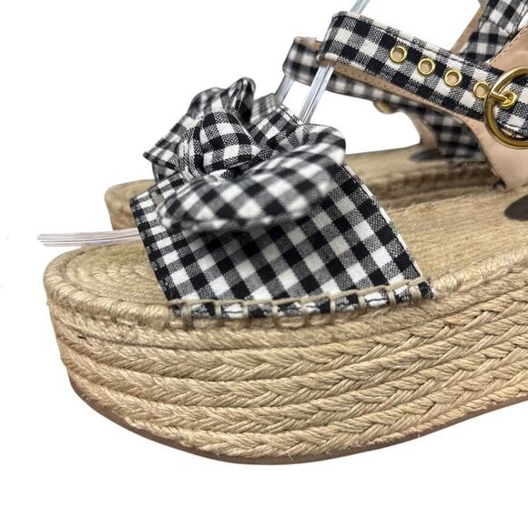 Steve Madden Union Black Gingham Plaid Platform Wedge Espadrille Sandals sz 10 - Picture 10 of 16